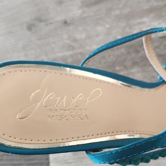 Jewel Badgley Mischka Turquoise Strappy Heels - Picture 2 of 8